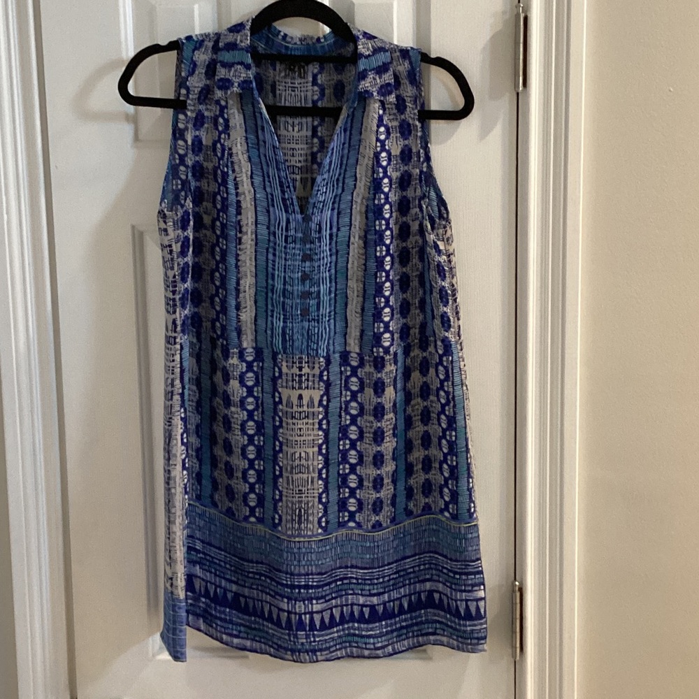 NIC & ZOE Mutlicolor Sleeveless Summer Tunic/Dress w/ V-Neck & Front Buttons